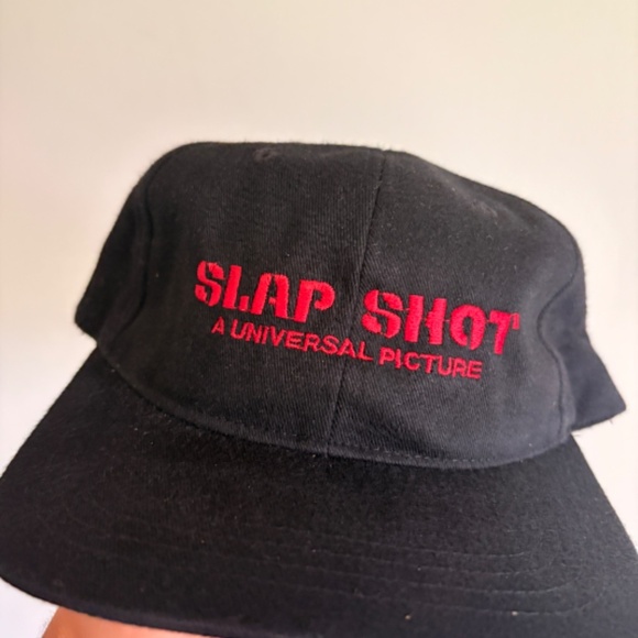 RARE Vintage SLAPSHOT A UNIVERSAL PICTURE Movie Promo hat black red strapback - Picture 2 of 8